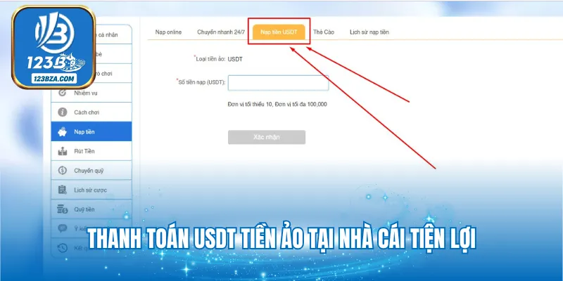 Thanh toán USDT tiền ảo tại nhà cái tiện lợi